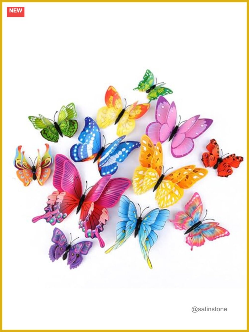 3D Butterfly Wall Decor 24pc Reusable PVC Double-Layer Stickers